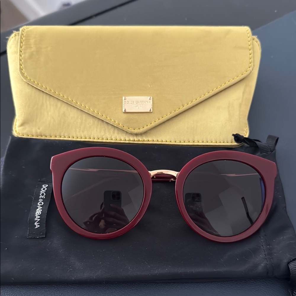 Dolce & Gabbana Red and Gold Sunglasses Accessories